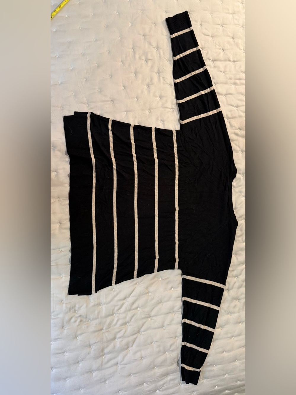 Black BOBEAU Crewneck Sweater with Cream Stripe Detail 2X